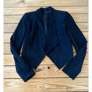 Alice + Olivia Goat Leather Jacket Size Small Women’s Black Open Front